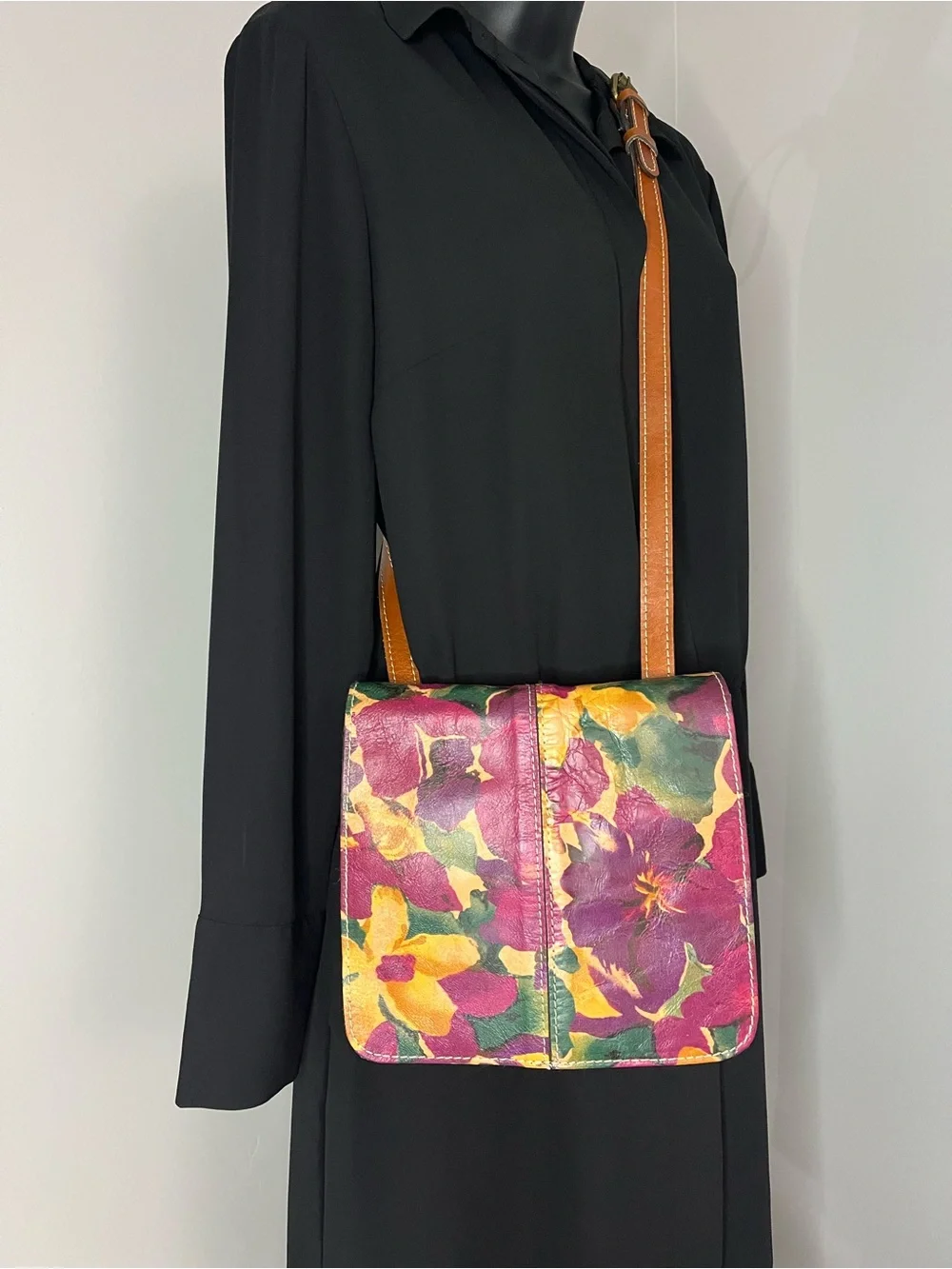 Patricia Nash Granada Crossbody Bag in Blooming Romance Floral Leather Print